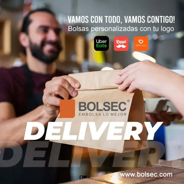 bolsa de papel kraft despensa impresa para envio de comida